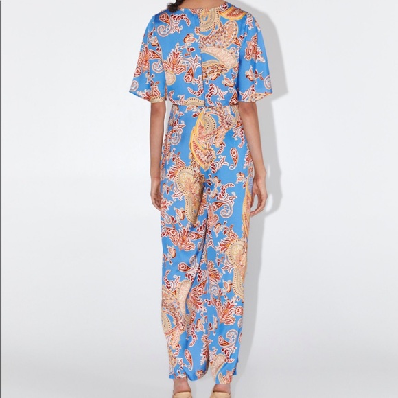 NWT Zara flowy paisley jumpsuit with slits - Picture 3 of 5